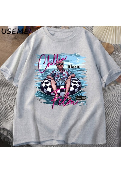 Flood Of Style Chillin Gibi Bir Suçlu T Shirt Erkek Kadın Komik Trump T-shirt Yaz Tee Unisex O Boyun Pa Gri