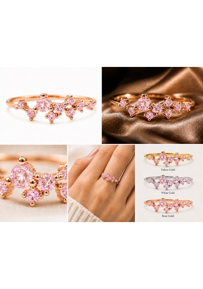 Corlu Jewellery 18 Ayar Altın Kaplama Safir Star Kadın Gümüş Yüzük