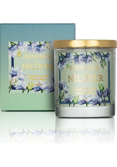 Nurxos 9688 Nilüfer Kutulu 2 Adet Kokulu Mum + Freshener Oda Spreyi