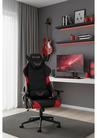 Samurai Ss Oyuncu Koltuğu Premium Pu Deri Gaming Koltuk Deri, Kırmızı Çok Renkli