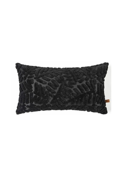Bohem Özel Tasarım Punch Panç Desen Dekoratif Dikdörtgen Kırlent Kılıfı 28x50 cm Forest Siyah