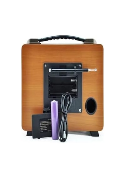 M-2027bt Gerçek Ahşap Eskitme Kaplama Radyo Fm Am Sw Usb Tf Aux Destekli Bluetooth Hoparlör, Turuncu