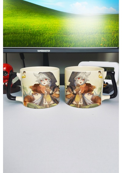 Razor Genshin İmpact Baskılı Seramik Lüks Kupa 1 Adet Özel Siyah Kulp Dalga Kulp V3d Çok Renkli