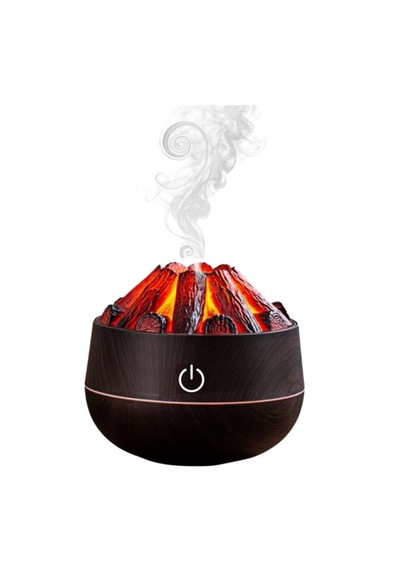 Şömine Tasarımlı Usb Lı Led Aydınlatmalı Hava Nemlendirici,aromaterapik Hava Difüzörü,buhurdanlık,,sis Spreyli Gece Lambası, 300 Ml 10x10x10,3cm Koyu Kahverengi
