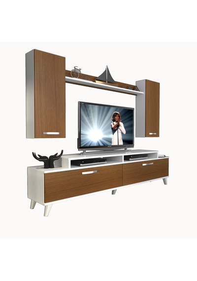 Decoraktiv Ekoflex 7 Slm Retro Tv Ünitesi Tv Sehpası Beyaz - Ceviz