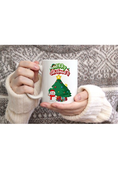 Merry Christmas Noel Baba Baskılı Seramik Kahve Çay Kupası Beyaz
