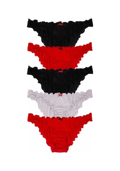Sebatingo Kadın Külot Bikini Fırfırlı Pamuklu Çok Renkli 5 Li Paket Çok Renkli