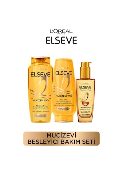 ELSEVE Mucizevi Yağ Bakım Şampuan 400ml & Saç Kremi 250ml & Yıpranmış Saçlar Için Saç Bakım Yağı