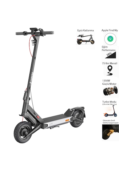 St3 Pro Scooter 1350w Turbo 75km Menzil Dörtlü Süsp. %28 Eğim Siyah