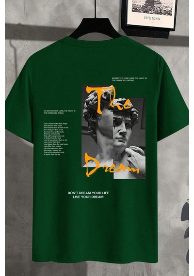 Unisex The Dream Baskılı Tasarım Tshirt Yeşil