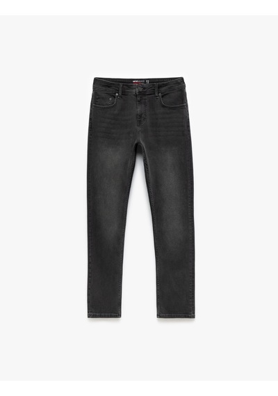 Koton Normal Bel Pamuklu Slim Fit Jean Pantolon - Brad Jean Antrasit 5sam40034nd