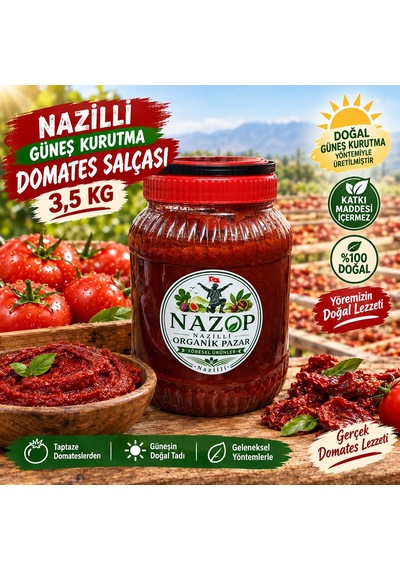 Nazop Domates Salçası Nazilli Güneş Kurutma 3,5 Kg.