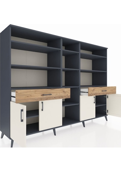 Hyperion Dolap 12 Raflı 2 Çekmeceli 4 Kapaklı 220x44x163 Antrasit Antrasit-aytaşı/çam Hyperion Dolap 12 Raflı 2 Çekmeceli 4 Kapaklı 220x44x163 Antrasit Antrasit-aytaşı/çam