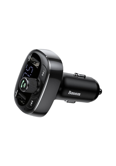 Baseus T-Typed S-09 Bluetooth FM Transmitter Dual USB Araç Şarj Aleti Siyah