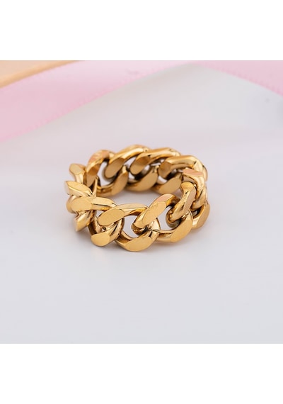 Chavin Parlak Gold Zincir Dizayn Erkek Bayan Çelik Yüzük Ek50Sr Altın Chavin Parlak Gold Zincir Dizayn Erkek Bayan Çelik Yüzük Ek50Sr Altın