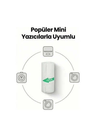 Kendinden Yapışkanlı Çocuk Kamera Baskı Kağıdı, 5 Li Rulo 57x25mm Baskı Termal Kağıt Rulo 1