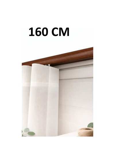 Ceviz Dekoratif Ray 2 Kanallı Dekoratif Metal Perde Kornişi Ceviz160cm - 847807672 Ceviz160cm