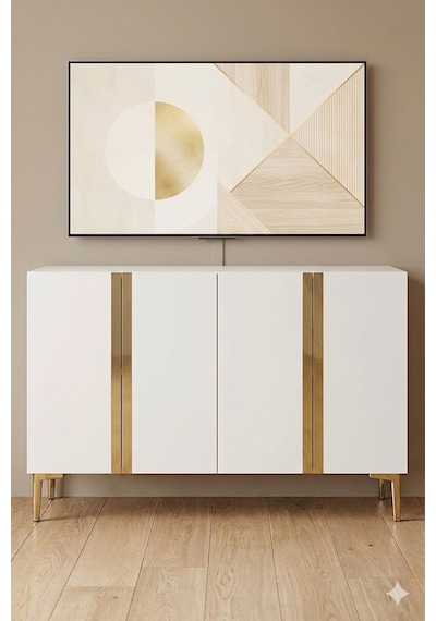 Ka1298bg Anka Konsol Ve Tv Sehpası Beyaz-gold 120cm