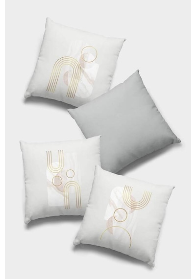Gri Modern Desenli Çift Taraf 4'lü Set Kırlent Kılıfı 4kr057n11