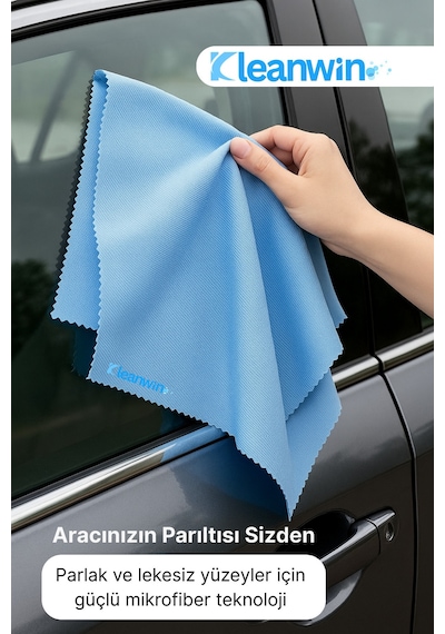 Vista Mavi Mikrofiber Cam Bezi 50x70cm 200 Gsm 2 Li Set Araba Ve Ev Cam Temizlik Bezi