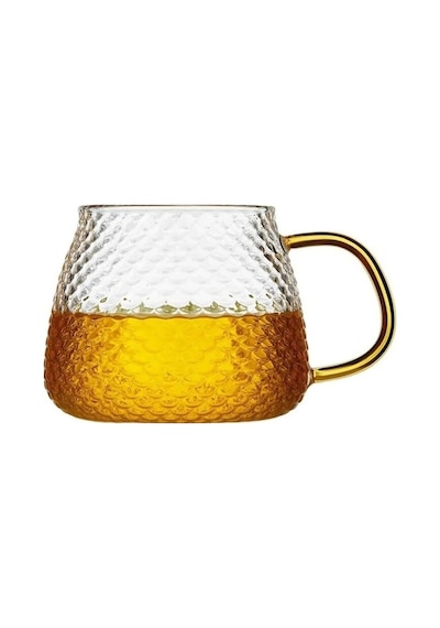 Morponi Borosilikat Cam Lüks Buzlu Cam Kupa Gold Sap Detaylı 350 Ml 1 Adet Şeffaf