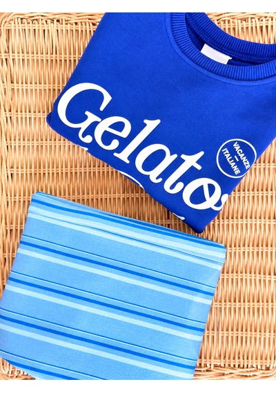 Elzo Collection Erkek Çocuk Ön Yazı Baskılı Sweatshirt Çizgili Gabardin Denim Kot Pantolon Alt Üst Takım Açık Mavi - Lacivert Elzo Collection Erkek Çocuk Ön Yazı Baskılı Sweatshirt Çizgili Gabardin Denim Kot Pantolon Alt Üst Takım Açık Mavi - Lacivert