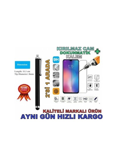 Samsung Uyumlu A3 2017 9H Temperli Kırılmaz Cam + Dokunmatik Kalem (496708218)