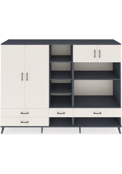 Hyperion Dolap 12 Raflı 4 Çekmeceli 4 Kapaklı 220x44x163 Antrasit Antrasit-aytaşı Hyperion Dolap 12 Raflı 4 Çekmeceli 4 Kapaklı 220x44x163 Antrasit Antrasit-aytaşı