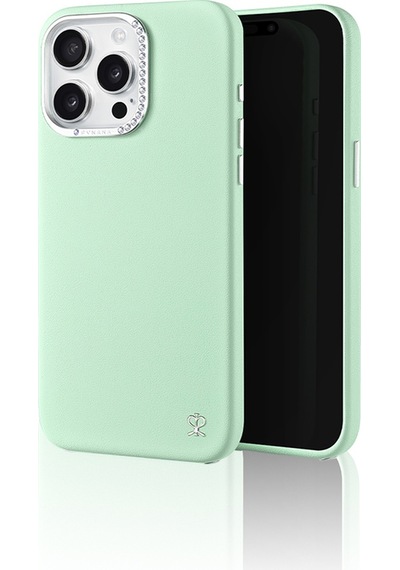 Apple Uyumlu iPhone 14 Pro Kılıf Suni Deri Tasarımlı Pynana Starry Serisi Kapak Yeşil