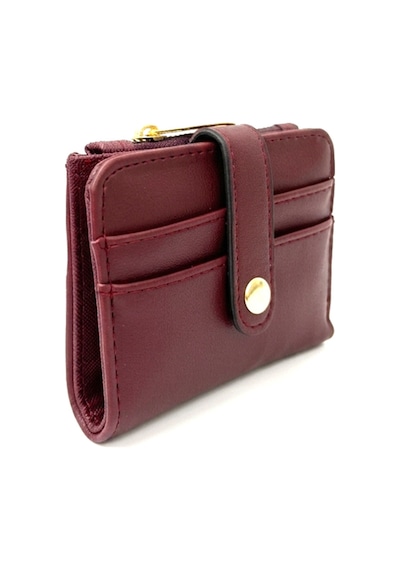 Sanmorris Minimalist Tasarım Çıtçıtlı Kadın Cüzdan Ve Kartlık Bordo