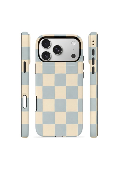 Apple iPhone Uyumlu 17 Pro Max Vorian Çift Katmanlı Magsafe Kılıf Powder Blue Checker