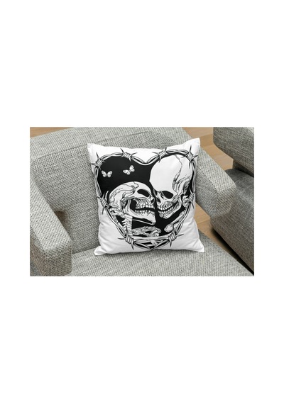 Skull's Love Beyaz Desenlı Kare Yastık Kılıfı Çok Renklı