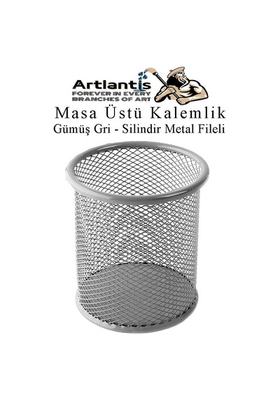 Silindir Masa Üstü Kalemlik 1 Adet Metal Fileli Renkli Perforeli Yuvarlak Kalemlik Ofis Büro Okul