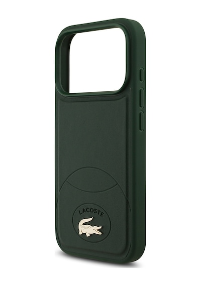 Apple Uyumlu iPhone 17 Pro Kılıf Lacoste Lisanslı M-safe Şarj Özellikli Pu Deri Metal Logolu Kapak Yeşil Yeşil