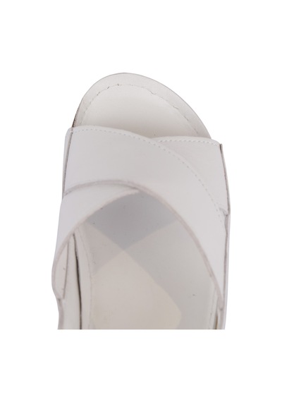 Napa Shoes Hakiki Deri Arka Bantlı Çapraz Rahat Taban Kadın Sandalet Napa-224 Beyaz