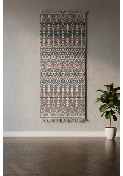 Modern Geometrik Desenli Çift Taraflı Yıkanabilir Kilim Renkli