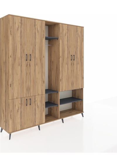 Hyperion Dolap 15 Raflı 5 Kapaklı Tek Askılı 220x44x243 Çam-çam/antrasit Atlas Çam/antrasıt Hyperion Dolap 15 Raflı 5 Kapaklı Tek Askılı 220x44x243 Çam-çam/antrasit Atlas Çam/antrasıt
