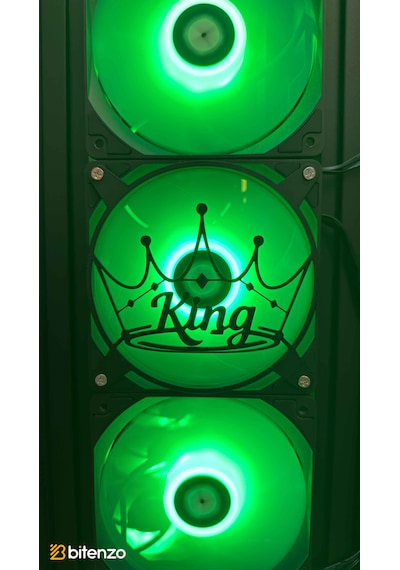 Kral Tacı "king" Yazılı 120x120 Mm Oyun Pc Aksesuarı, Masaüstü Bilgisayar Fan Kapağı Siyah