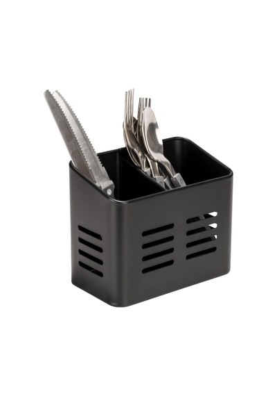Baco Çatal Bıçak Sepeti, Siyah Açık Hava Mutfak Sepeti, Çatal Bıçak Takımı İçin Siyah Toz Kaplamalı Metalden Yapılmıştır, 16 X 13,5 X 9 Cm Çok Renkli