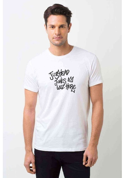 Riverdale Jughead Jones Was Here Baskılı Beyaz Erkek Tshirt