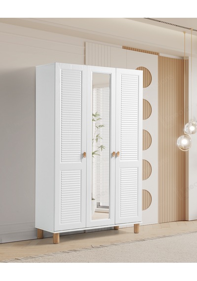 Pema Home Favori %100 Mdf Membran 3 Kapaklı Dolap Gardırop Beyaz