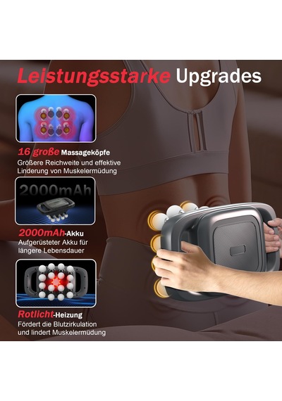 Yeerain 16 Kafalı Masaj Tabancası, 3 Masaj Modu Ve 30 Ayarlanabilir Hız İle, Sırt, Bel, Uyluk İçin Kas Gerginliğini Ve Yorgunluğu Gidermek İçin Kırmızı Işıklı Masaj Yeerain 16 Kafalı Masaj Tabancası, 3 Masaj Modu Ve 30 Ayarlanabilir Hız İle, Sırt, Bel, Uyluk İçin Kas Gerginliğini Ve Yorgunluğu Gidermek İçin Kırmızı Işıklı Masaj