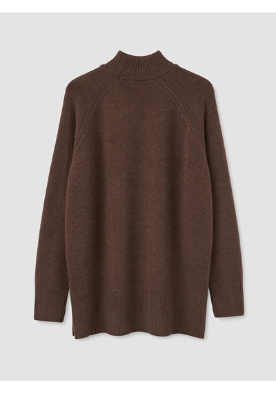 Lcw Modest Kahverengi Yarım Balıkçı Yaka Oversize Kadın Triko Tunik Xl-2xl