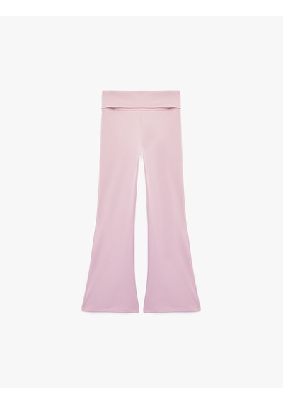 Koton Beli Lastikli Slim Fit İspanyol Paça Tayt Lila 7wkg40192ak