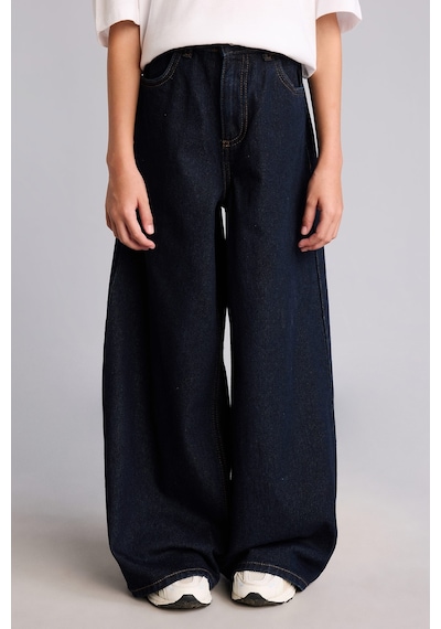 Defacto 90s Wide Leg Düğmeli Jean Pantolon Kız Çocuk H6248a826aunm34 Mavi-nm34