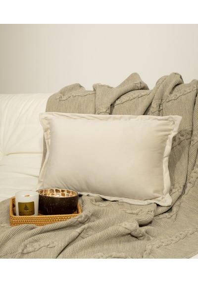 Koza Home İbiza Krem Kadife Yastık 30x50 5012
