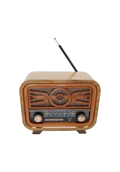 Radyo Retro Açık Ahşap Bluetooth Hoparlör Tf Kart Şarjlı Led N0a1