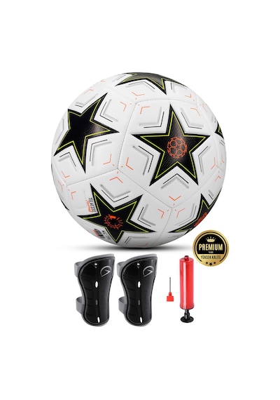 Telvesse 3lü Set Futbol Topu Tekmelik Şampiyonlar Ligi Pompalı Sert Zemin Halı Saha Futbol Topu No:5 Siyah