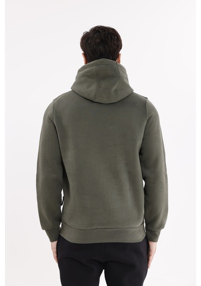 Rowinger Rahat Kalıp Yumuşak İç Yüzeyli Kordonlu Kapüşonlu Sweatshirt Haki