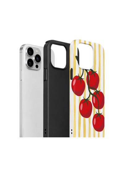 Apple iPhone Uyumlu 13 Pro Max Vorian Çift Katmanlı Kılıf Tomato Market Stripe